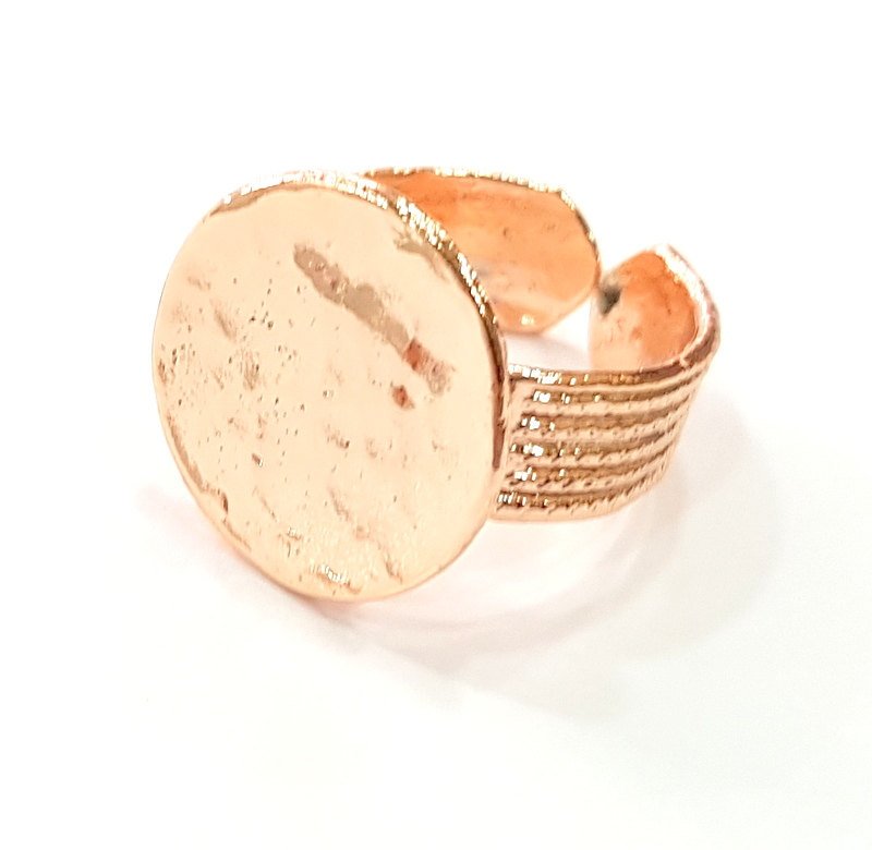 Rose Gold Ring Blank Base Bezel Settings Cabochon Base Mountings Adjustable (15 mm blank) G6462