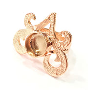 Rose Gold Ring Blank Base Bezel Settings Cabochon Base Mountings Adjustable (10 mm blank) G6463