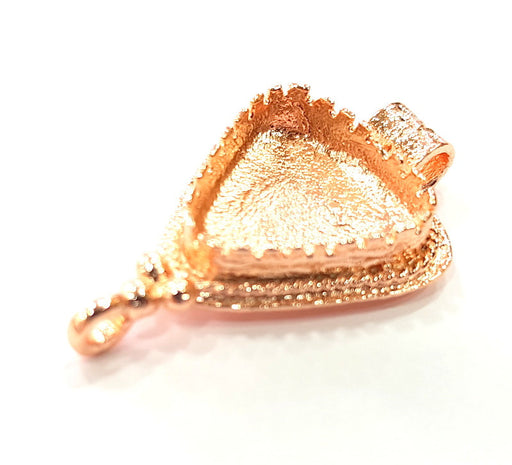 Rose Gold Pendant Blank Base Setting Necklace Blank Mountings Rose Gold Plated Brass (15 mm Triangle Blank ) G6467