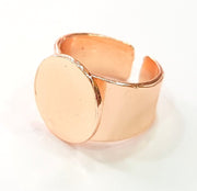 Rose Gold Ring Blank Base Bezel Settings Cabochon Base Mountings Adjustable (15 mm blank) G6470
