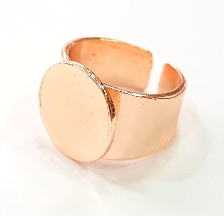 Rose Gold Ring Blank Base Bezel Settings Cabochon Base Mountings Adjustable (15 mm blank) G6470