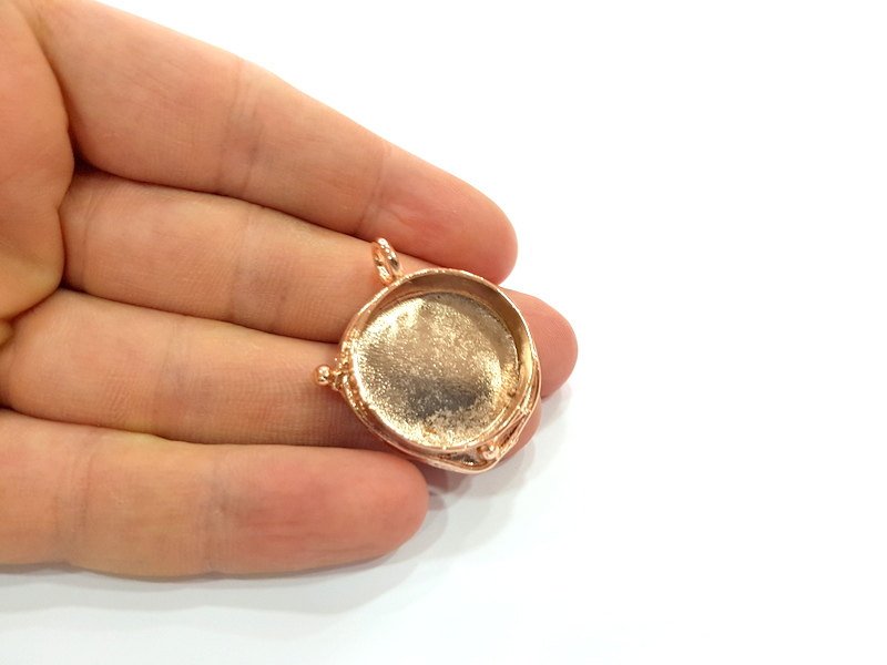Rose Gold Pendant Blank Base Setting Necklace Blank Mountings Rose Gold Plated Brass (25 mm Blank ) G6476
