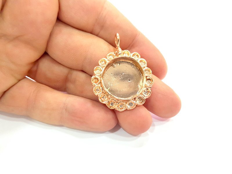 Rose Gold Pendant Blank Base Setting Necklace Blank Mountings Rose Gold Plated Brass (20 mm Blank ) G6480