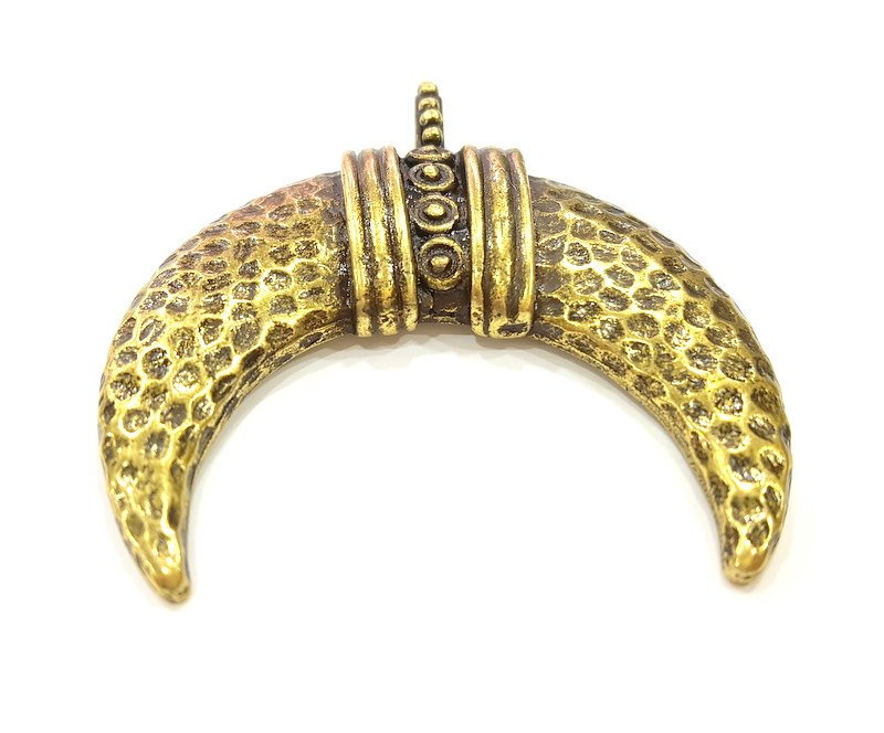 Moon Pendant Antique Bronze Pendant Horn Pendant(79x35mm) G7141