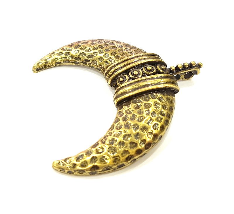 Moon Pendant Antique Bronze Pendant Horn Pendant(79x35mm) G7141