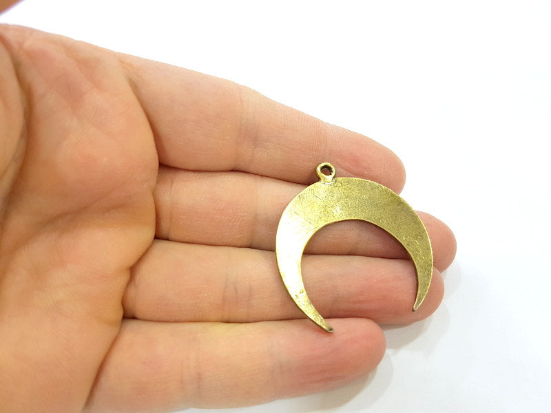 2 Crescent Charms Moon Charms Antique Bronze Charms (40x38mm) G9233