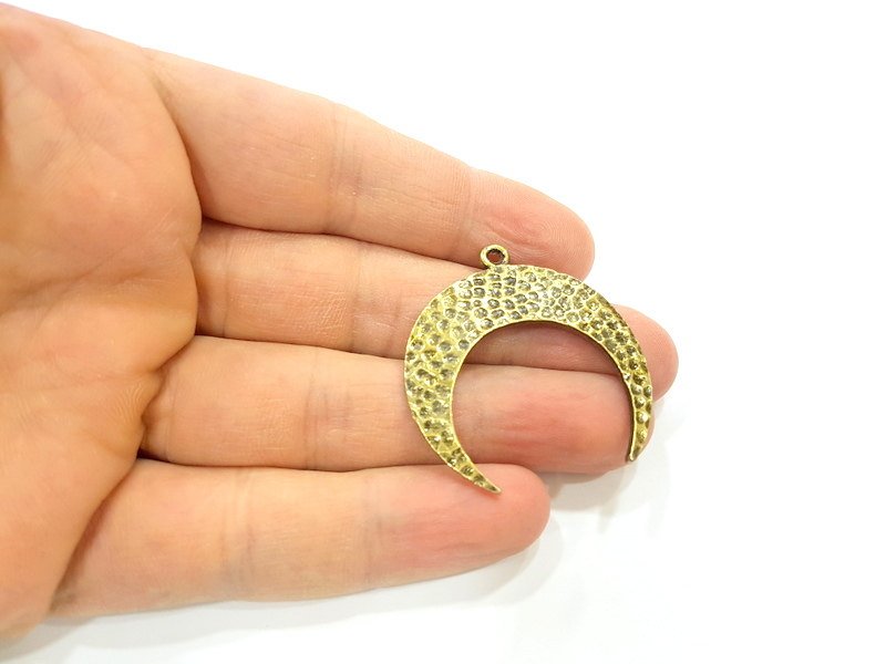 2 Crescent Charms Moon Charms Antique Bronze Charms (40x38mm) G9233