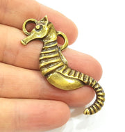2 Sea Horse Pendant  Antique Bronze Pendant Antique Bronze Pendant (59x23mm) G7155