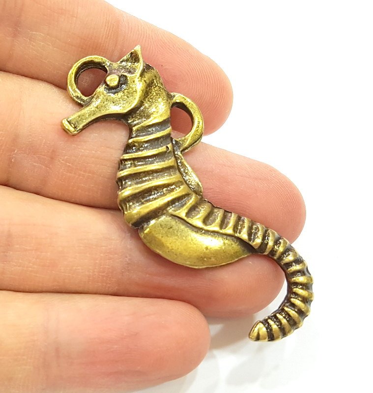 2 Sea Horse Pendant  Antique Bronze Pendant Antique Bronze Pendant (59x23mm) G7155
