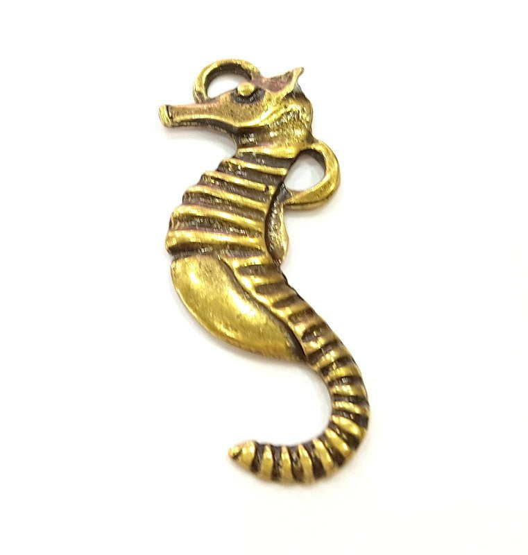 2 Sea Horse Pendant  Antique Bronze Pendant Antique Bronze Pendant (59x23mm) G7155