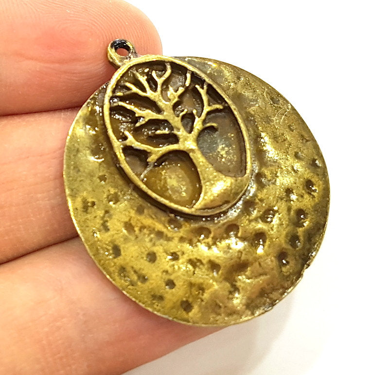 2 Antique Bronze Pendant Antique Bronze Tree Pendant (33mm) G7156