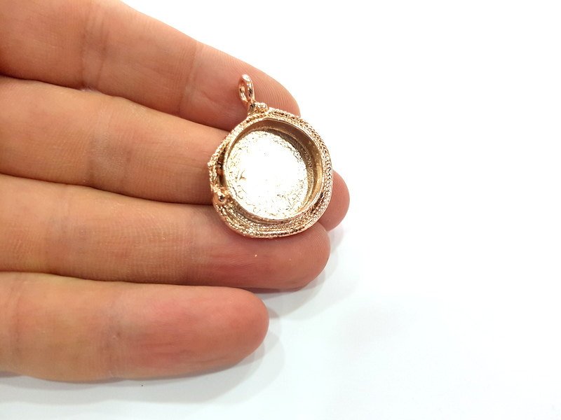 Rose Gold Pendant Blank Base Setting Necklace Blank Mountings Rose Gold Plated Brass (20 mm Blank ) G6484