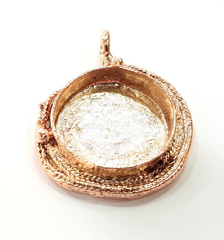 Rose Gold Pendant Blank Base Setting Necklace Blank Mountings Rose Gold Plated Brass (20 mm Blank ) G6484