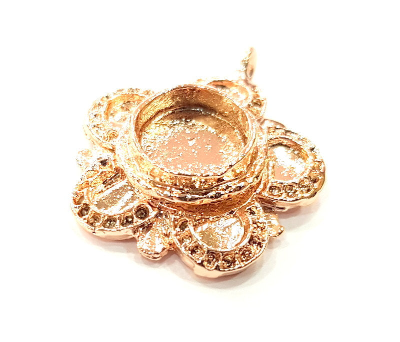Rose Gold Pendant Blank Base Setting Necklace Blank Mountings Rose Gold Plated Brass (10 mm Blank ) G6486