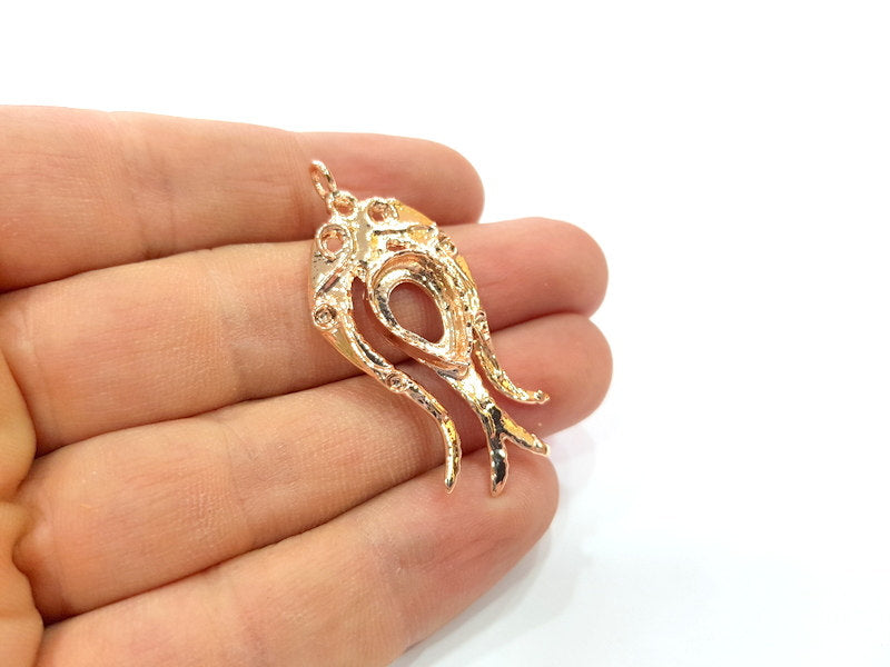 Rose Gold Pendant Blank Base Setting Necklace Blank Mountings Rose Gold Plated Brass (15x10 mm Drop Blank ) G6487