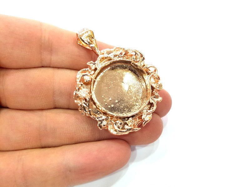 Rose Gold Pendant Blank Base Setting Necklace Blank Mountings Rose Gold Plated Brass (25 mm Blank ) G6489