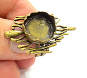 Antique Bronze Ring Blank Base Bezel Settings Cabochon Base Mountings Adjustable  (15mm blank ) Antique Bronze Plated Brass G6502