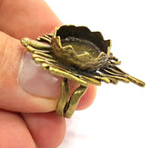 Antique Bronze Ring Blank Base Bezel Settings Cabochon Base Mountings Adjustable  (15mm blank ) Antique Bronze Plated Brass G6502
