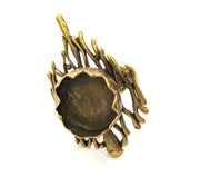 Antique Bronze Ring Blank Base Bezel Settings Cabochon Base Mountings Adjustable  (15mm blank ) Antique Bronze Plated Brass G6502