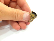 Antique Bronze Ring Blank Base Bezel Settings Cabochon Base Mountings Adjustable  (10mm blank ) Antique Bronze Plated Brass G6505