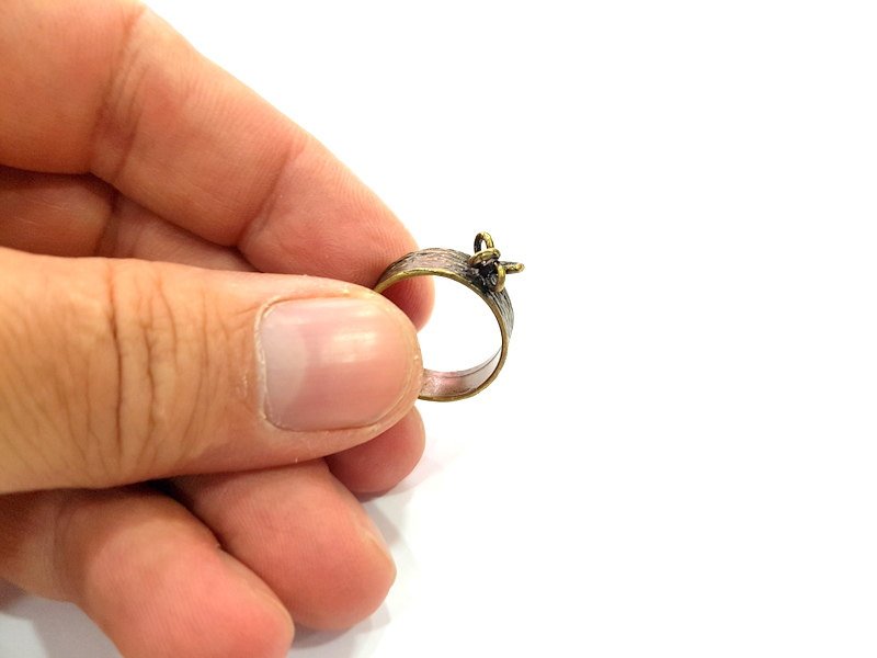 Antique Bronze Ring Blank Base Bezel Settings Cabochon Base Mountings Adjustable , Antique Bronze Plated Brass G6506