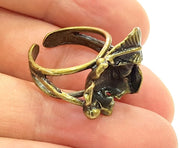 Antique Bronze Ring Blank Base Bezel Settings Cabochon Base Mountings Adjustable  (10mm blank ) Antique Bronze Plated Brass G6508