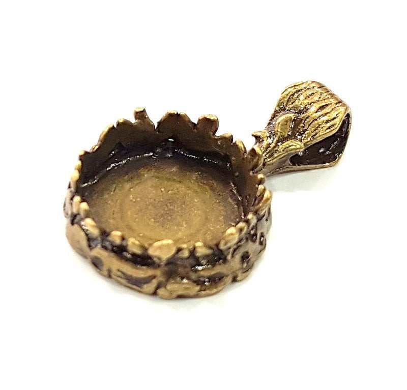 Antique Bronze Pendant Blank Base Setting Necklace Blank Mountings Antique Bronze Brass (16mm blank)  G6510