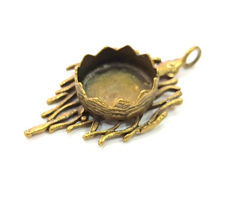 Antique Bronze Pendant Blank Base Setting Necklace Blank Mountings Antique Bronze Brass (15mm blank)  G6511