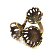 Antique Bronze Ring Blank Base Bezel Settings Cabochon Base Mountings Adjustable  (10mm,12mm,14mm blank ) Antique Bronze Plated Brass G6514