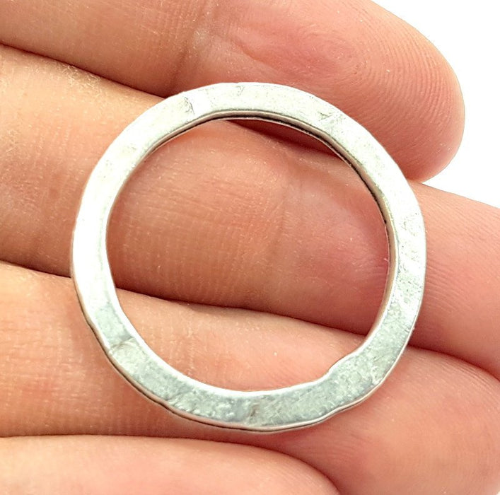 5 Silver Circle Connector Findings Antique Silver Plated Circle  (29 mm)  G6524