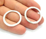10 Silver Circle Connector Findings Antique Silver Plated Circle  (29 mm)  G6524