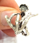 Silver Ring Blank Base Bezel Settings Cabochon Base Mountings Adjustable (8mm Blank) , Antique Silver Plated Brass G6527