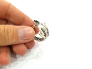 Silver Ring Blank Base Bezel Settings Cabochon Base Mountings Adjustable (8mm Blank) , Antique Silver Plated Brass G6527
