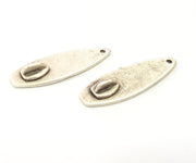 2 Silver Charms Surfboard Charms Antique Silver Plated Brass  2 Pcs (31x11mm)  G6528