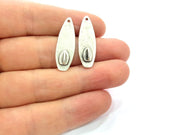 2 Silver Charms Surfboard Charms Antique Silver Plated Brass  2 Pcs (31x11mm)  G6528