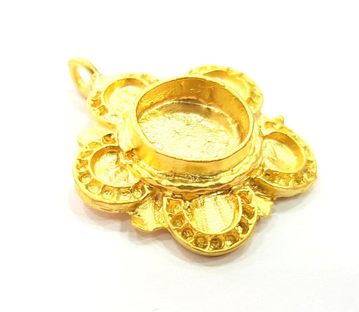Gold Pendant Blank Base Setting Necklace Blank Mountings Gold Plated Brass (10 mm blank) G6530