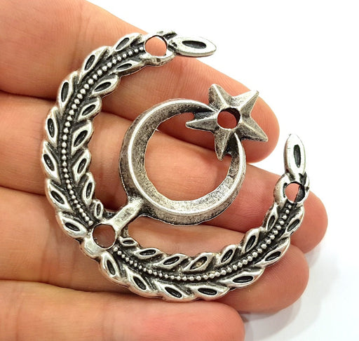 Silver Pendant Oxidized Silver Pendants Antique Silver Plated Pendants (57x50mm)  G6531