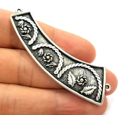 Silver Pendant Oxidized Silver Tribal Pendants Antique Silver Plated Pendants (67x20mm) G6832