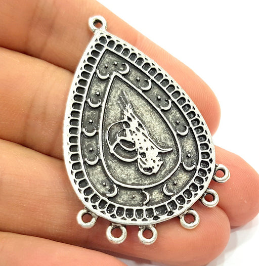 2 Silver Ottoman Pendants Antique Silver Plated Pendants (52x33mm)  G6539