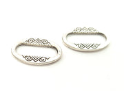 10 Silver Circle Connector Findings Antique Silver Plated Circle  10 Pcs (20x14 mm)  G6540