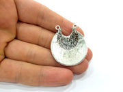 2 Silver Pendant Oxidized Silver Tribal Pendants Antique Silver Plated Pendants (38x34mm)  G6541