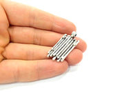 2 Striped Charms Antique Silver Plated Pendants (37x16mm)  G6545