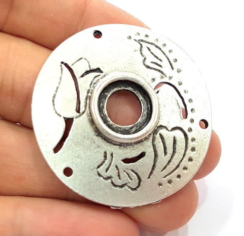 Silver Pendant Oxidized Silver Tribal Pendants Antique Silver Plated Pendants (42mm)  G6546