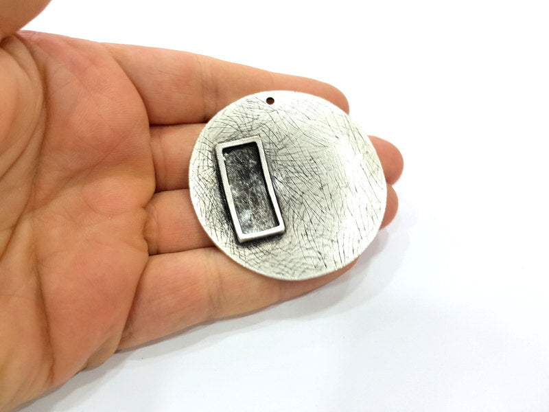 Silver Pendant Oxidized Silver Tribal Pendants Antique Silver Plated Pendants (58mm)  G6547