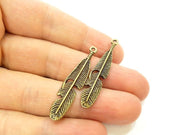 10 Antique Bronze Feather Charm (42x8mm) G7165