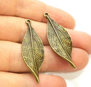 4 Leaf Charm Antique Bronze Charm Antique Bronze Plated Metal  (45x15mm) G7174