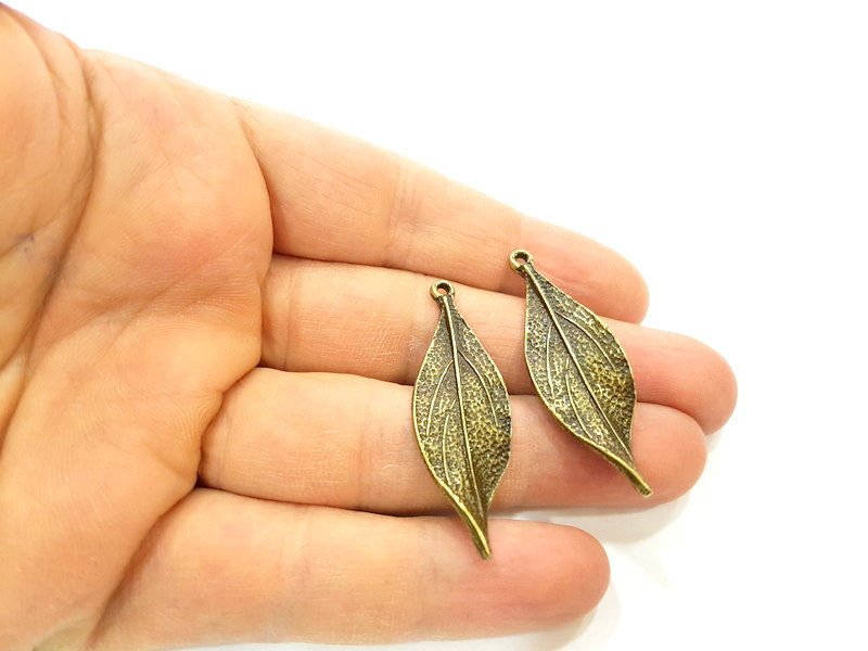 4 Leaf Charm Antique Bronze Charm Antique Bronze Plated Metal  (45x15mm) G7174