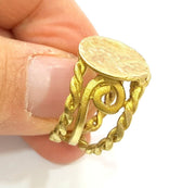 Raw Brass Ring Blank Bezel Settings Cabochon Base Mountings Adjustable (15mm blank ) G15621