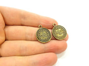 4 Antique Bronze Charms Ottoman Coin Signature Charms (20mm) G7180
