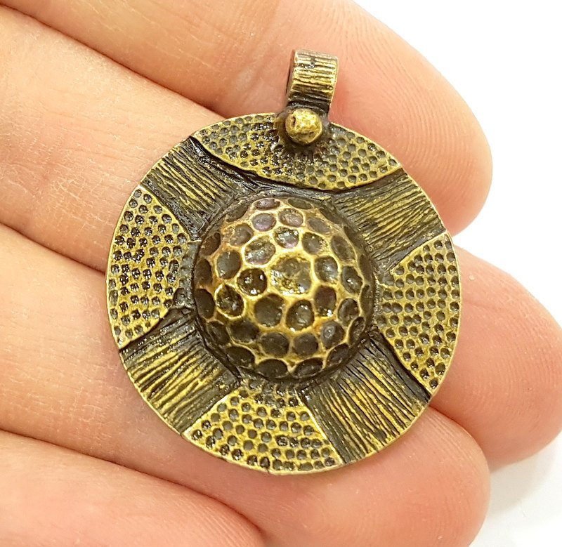 2 Antique Bronze Pendant Antique Bronze Medallion Pendant (29mm) G7182
